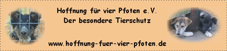 Hoffnung f&uuml;r vier Pfoten e.V. - Der besondere Tierschutz